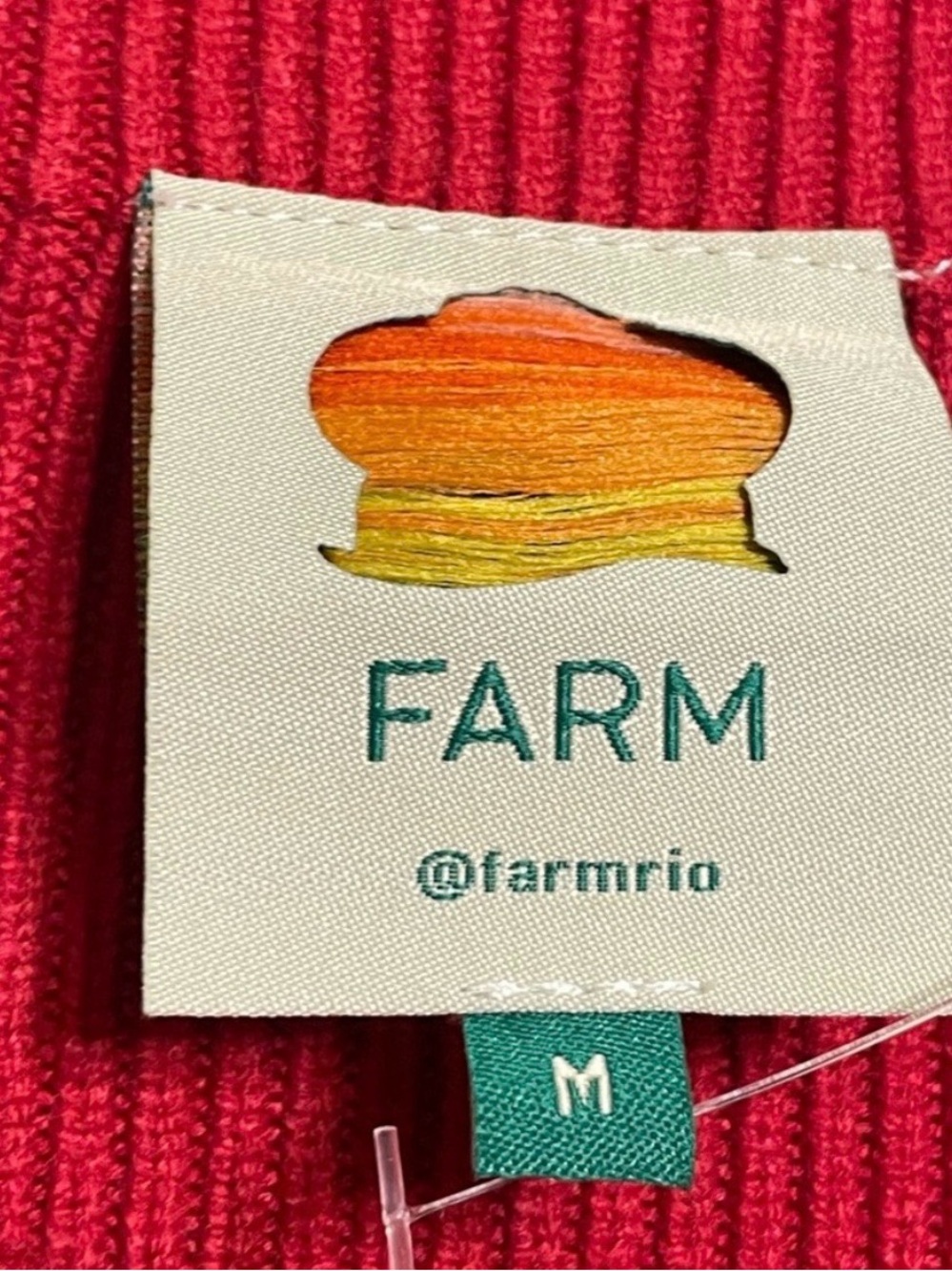 FARM Rio Red Ribbed Long-Sleeve Crop Top - Picture 6 of 8